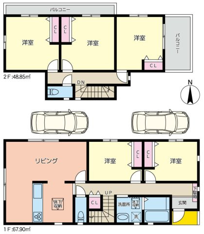 三郷市彦成2丁目　中古戸建の間取り|家族が多くても安心なオール洋室5LDK・収納豊富