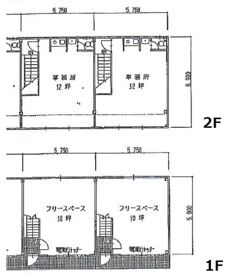 【間取り】 | 藤井寺市西大井2区画倉庫付き事務所