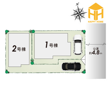 ハートフルタウン浜町新築一戸建て│2SLDK・3LDK+駐車1台可の区画図