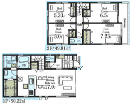 Livelie Garden.S 鶴ヶ島富士見第二 全２棟　２号棟の間取り|4LDK