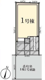 三郷市彦川戸1丁目　新築戸建　全1棟の区画図|土地面積：97.08平米の整形地