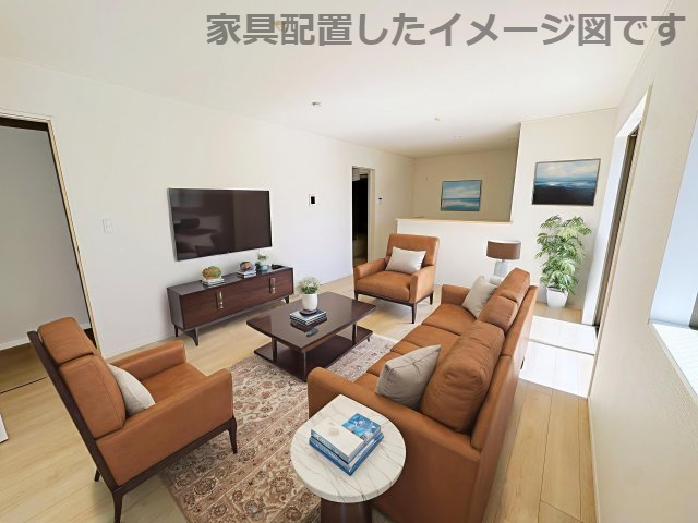 新築戸建・新築建売　郡山市字賀庄【制震・耐震】桜小・郡山三中の居間・リビング|※家具を配置した場合のイメージ図になります！実際に家具はつきません。