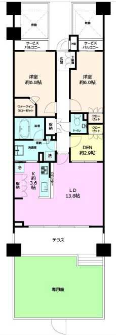 グレンパーク駒場　テラス　家族向け　専用庭