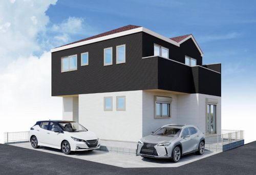 【外観】 | 【仲介手数料０円】秦野市鶴巻南4期　新築一戸建て | 外観パース　秦野市鶴巻南4期　新築一戸建て