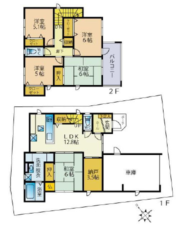 【間取り】 | 明石市魚住町清水　中古戸建 | 5LDK＋納戸です。