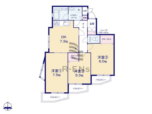 【間取り】 | セザール上井草 | 角部屋で南向き、心地よい風が感じる間取りです♪