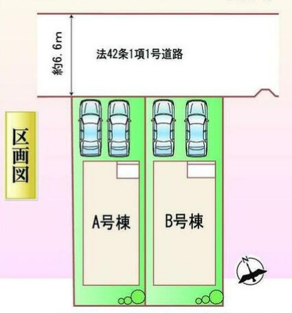 【今からご案内可能】刈谷市沖野町一丁目 全2棟の区画図|全体区画数｜全2棟
◆駐車2台可能！(但し、車種による)
◎まずは、お気軽にお問い合わせください。現地を案内しながら周辺環境も見て頂けます。