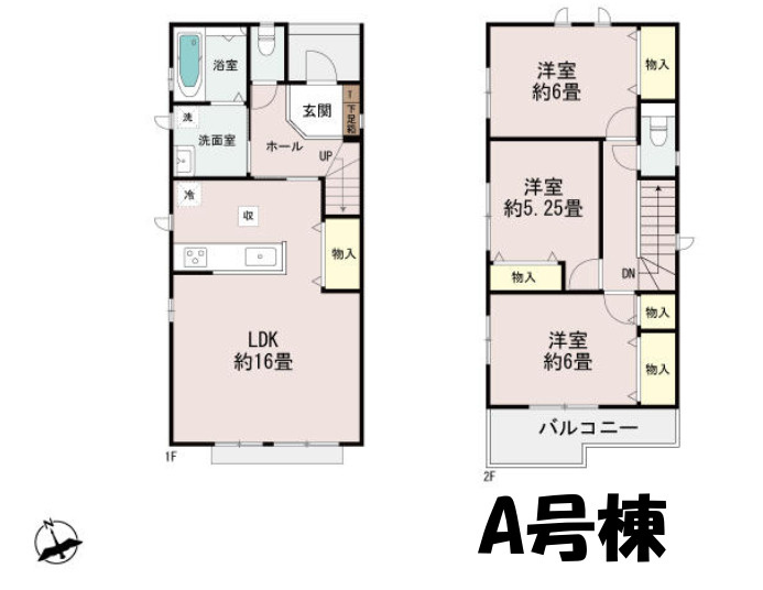 【今からご案内可能】刈谷市沖野町一丁目 全2棟の間取り|【A号棟】３LDK、土地面積:100.83㎡、建物面積:84.48㎡