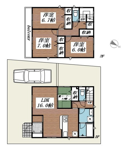 クレイドルガーデン川越市かし野台第2 2号棟の間取り