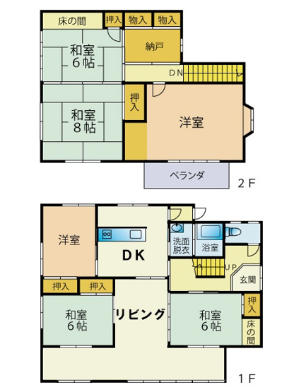 【間取り】 | 【中古戸建住宅】大仙市大曲あけぼの町６LDK 中古戸建て住宅 大曲小学校800m 大曲の花火会場目の前200m車庫あり