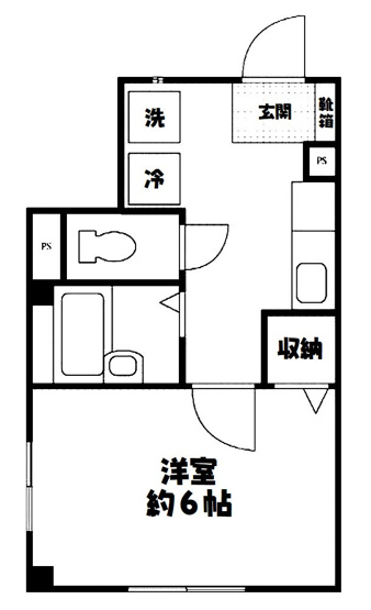 【間取り】 | IS | 2面採光の1K間取り
