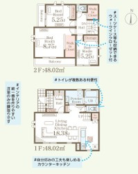 【平祢宜町　1号棟】　おしゃれさん必見♪デザイナーズ新築建売住宅！　の間取り|1号棟間取図です。