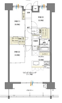 パークヒルズ中筋の間取り