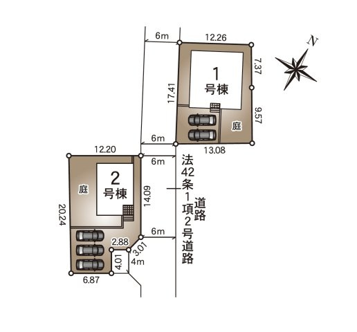 合志市栄第5-2棟(1号棟)の区画図|配置図（1号棟）
