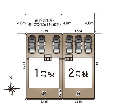 菊池郡大津町杉水第1₋2棟（2号棟）の区画図|配置図（2号棟）