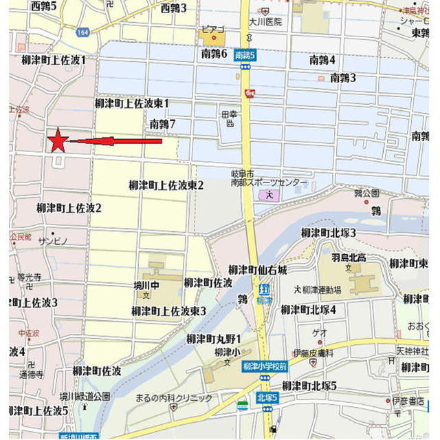 岐阜市柳津町上佐波１丁目のアパートの周辺