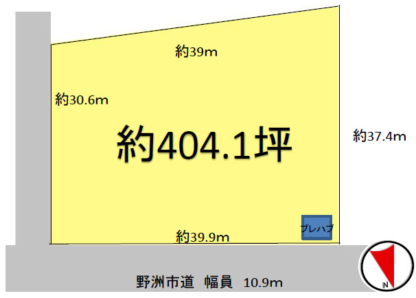 野洲市辻町の事業用地の区画図
