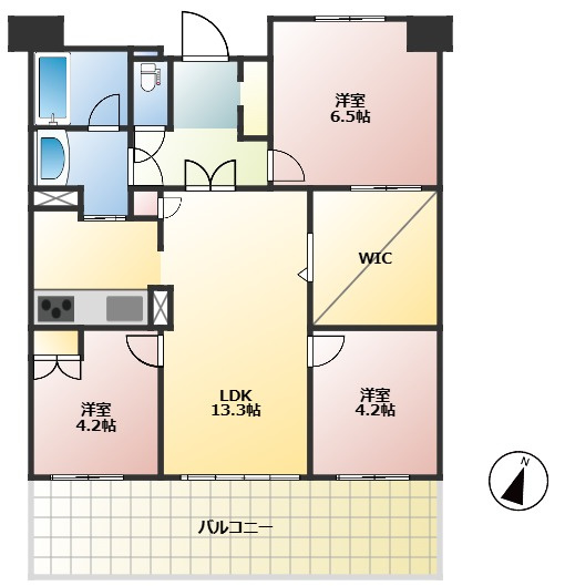 【間取り】 | レークヒルズ野多目１番館Ｂ棟