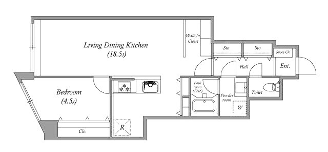 オーパスホームズ白山の間取り|1LDK