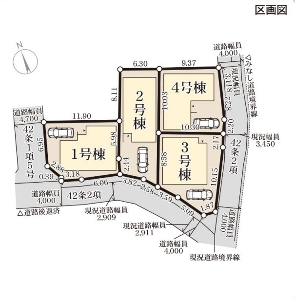 東大阪市日下町7丁目新築戸建の区画図