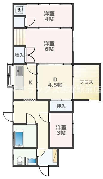 御幸笛田3丁目貸家の間取り