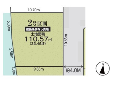 【土地図】川口市東本郷　土地　2号区画