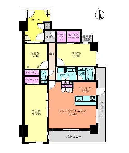 アルファステイツ住吉Ⅱの間取り|専有面積89.42㎡（27.04坪）
