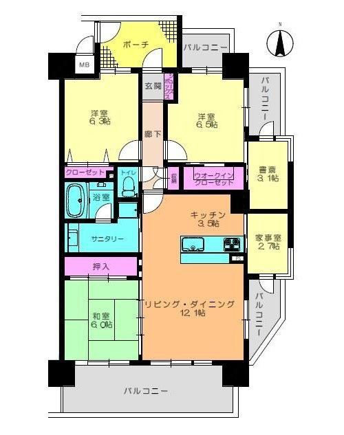 アルファステイツ中徳島町の間取り|3ＬＤＫ＋家事室＋書斎、専有面積87.43㎡