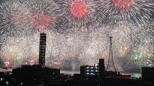 アルファステイツ天神町の展望|【売主様撮影写真】バルコニーから見た水郷祭の花火