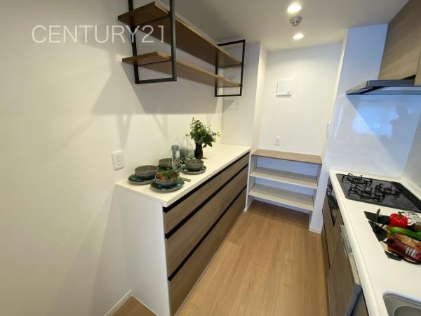 シンフォニア高崎城址のキッチン|キッチン背面に収納付きです。