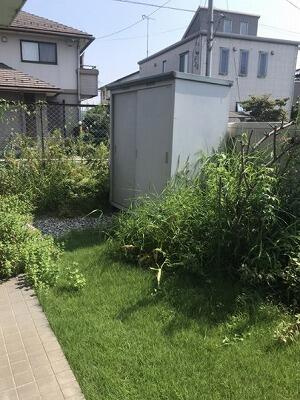 宇都宮市宝木本町　5ＬＤＫ　中古住宅の庭|庭先物置
