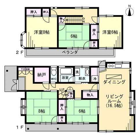 宇都宮市宝木本町　5ＬＤＫ　中古住宅の間取り