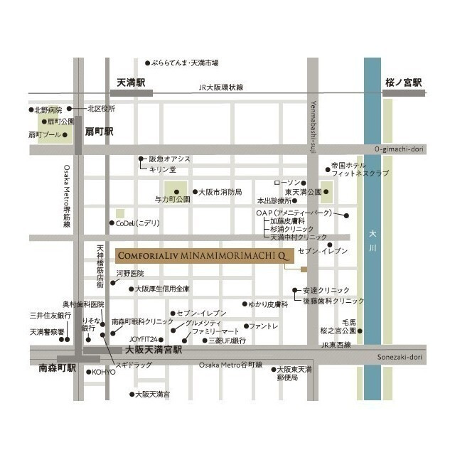 コンフォリア・リヴ南森町Qの地図