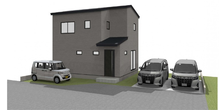 神田　建築条件なし　売土地　東棟　（全2棟）の外観パース|建物プラン例　建物面積　76.17㎡（約23.04坪）　建物価格　1774万円