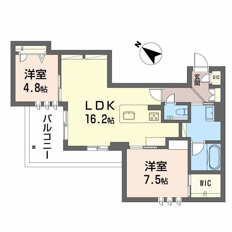 熊本市中央区新屋敷３丁目の賃貸マンションの間取り