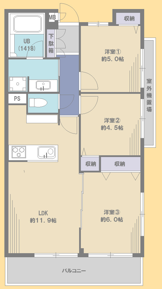 グランイーグル川崎東Ⅱの間取り