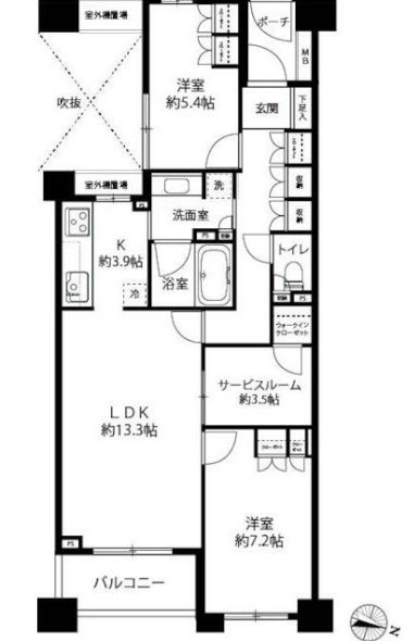 フェーズ・コート175　常時ゴミ出し可　宅配BOX　振分の間取り