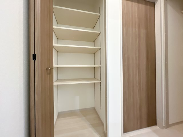 熊谷市久下　新築一戸建て　全２棟の収納|１階ホールにも可動棚付収納！