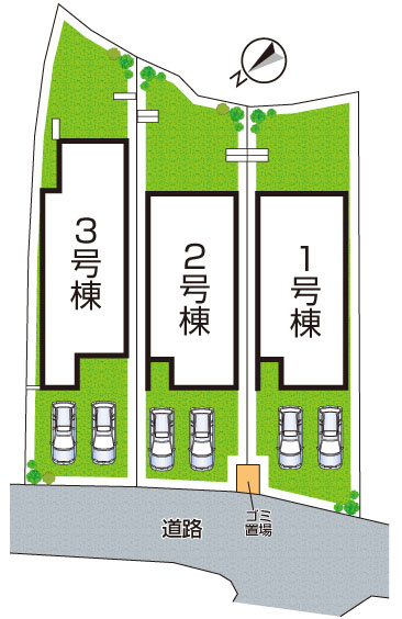 岸和田市極楽寺町　新築一戸建ての区画図|全3区画