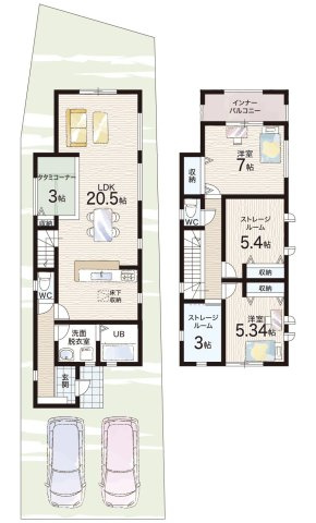 岸和田市極楽寺町　新築一戸建ての間取り|3号地