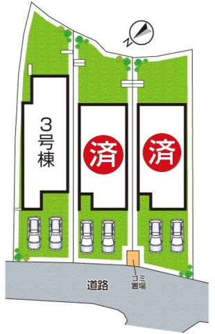 岸和田市極楽寺町　新築一戸建ての区画図|全3区画
