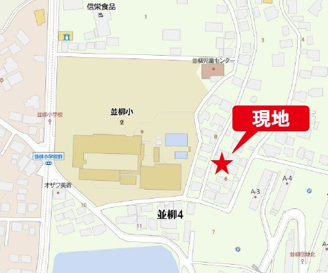 松本市並柳4丁目　中古戸建の地図|JR中央本線「南松本」駅まで車で約8分、またはバス停「並柳小学校」まで徒歩約4分です。