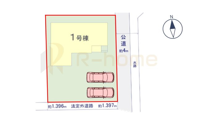常陸太田市馬場町2期　新築戸建て　1号棟の区画図|大きなお買い物だからこそ、メリット・デメリットを伝えさせて頂きます。
R-homeにお任せください♪