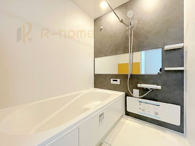 常陸太田市馬場町2期　新築戸建て　1号棟の浴室|１坪タイプの大きなお風呂で、小さなお子様とご一緒に入浴いただける広さです！