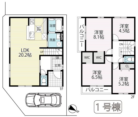 近鉄「小倉」駅徒歩１２分◆陽当たり良好な南東角地に建つ４ＬＤＫ住戸◆リビング広々２０帖◆宇治市小倉町の間取り