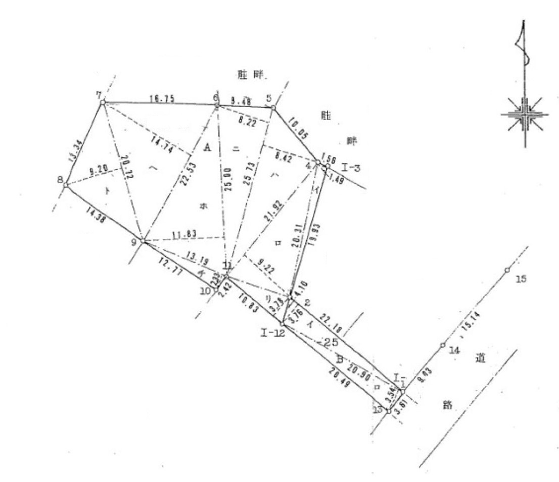 約230坪の広々とした敷地に建つ戸建の区画図