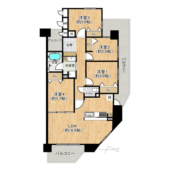 【居間・リビング】 | サンメゾン寝屋川 | リビングは広々としております！