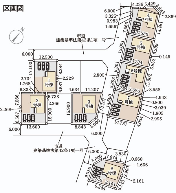 【新築戸建】　いわき市平泉崎第8　全8棟　【長期優良住宅】の地図|区画図です。