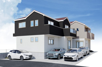 【外観】 | 伊勢原市東大竹  2号棟 1期 | １号棟・２号棟イメージパース（完成時に現況と異なる場合は現況優先となります）