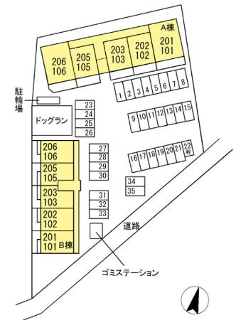ハピネス古賀島B棟の区画図